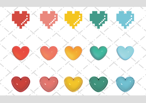 いろいろなハート ハート,3d,推し活,推し,ドット,アイコン,素材のイラスト素材