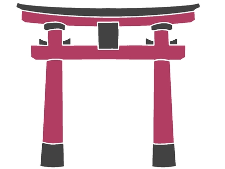 Torii (stamp style, material for new year's cards), torii, a shrine, new year, JPG and PNG