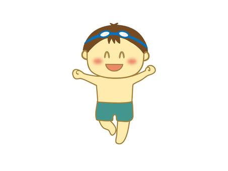 水着の男の子 人物,子ども,男の子,水着,海,プール,ゴーグル,夏,夏休み,水泳のイラスト素材