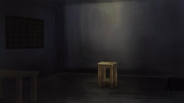 拷問部屋　背景イラスト2 拷問部屋,監禁部屋,独房,拘束,無機質,殺風景,暗い,怖い,椅子,隔離のイラスト素材