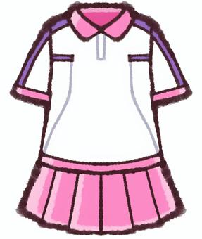 ユニフォーム 女子 ユニフォーム,スポーツウェア,体操着,スポーツ,スカート,体育,部活,部活動,手書き,可愛いのイラスト素材