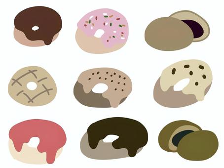 ドーナツのイラスト ドーナツ,食べ物,あんドーナツ,セット,手描き,かわいい,イラストのイラスト素材
