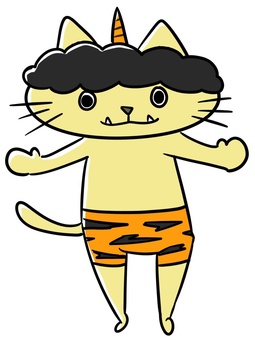 鬼の仮装をした猫