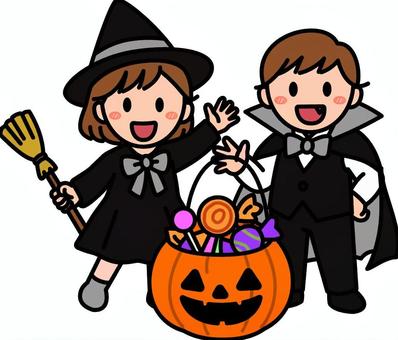 ハロウィン衣装のグレーの子供です。