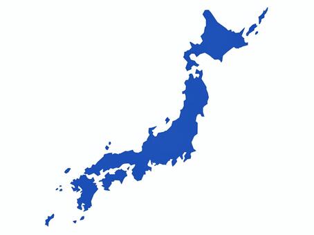 日本列島・日本地図のイラスト（青） 日本,日本列島,日本地図,国土,地図,地形,北海道,本州,淡路島,四国のイラスト素材