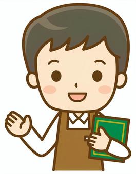 カフェの男性店員 カフェ,喫茶店,飲食店,飲食業,ウェイター,店員,店長,従業員,スタッフ,エプロンのイラスト素材