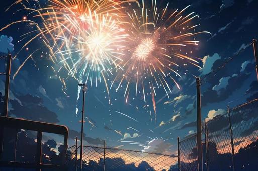 Illustration, night, sky, fireworks, 