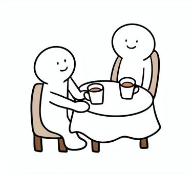 Illustration, чай, улыбка, кафе, 
