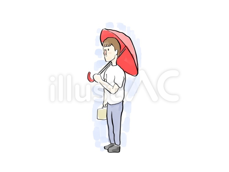 普通の男の子と梅雨 雨,男の子,梅雨のイラスト素材