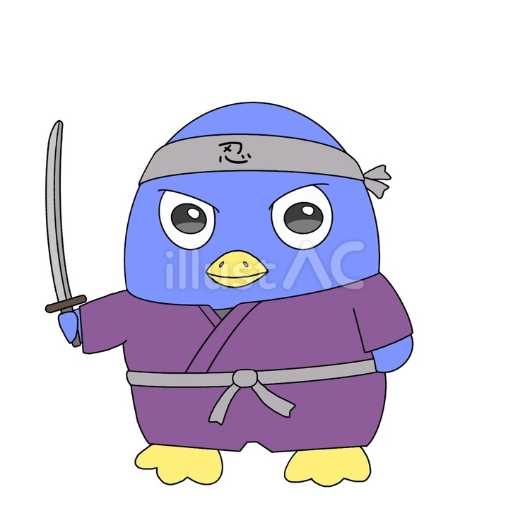 刀を持つペンギン忍者 ペンギン,鳥,動物のイラスト素材