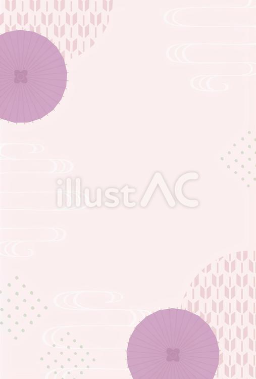 和柄パターンと番傘の和柄背景イラスト07 和柄背景,背景,和柄のイラスト素材