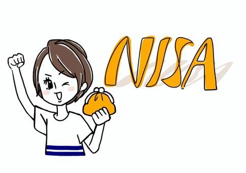 NISAでがっちり女性 ボーダー NISAでがっちり女性 ボーダー nisa,女性,ウインク,嬉しい,ポジティブ,財布,がま口,投資,運用,資産のイラスト素材