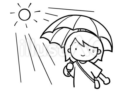日傘をさす女性(線画)