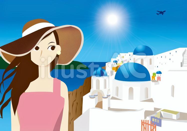 2020＿女性旅行 女性,旅行,海外旅行のイラスト素材