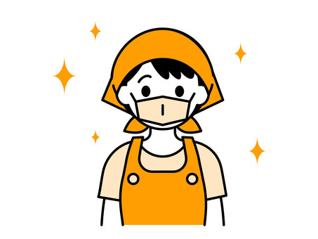 エプロンとマスクを着けた女性スタッフ01 エプロンとマスクを着けた女性スタッフ01 人物,女性,管理栄養士,清掃員,ハウスキーパー,飲食店,スタッフ,介護士,介護福祉士,ボランティアのイラスト素材