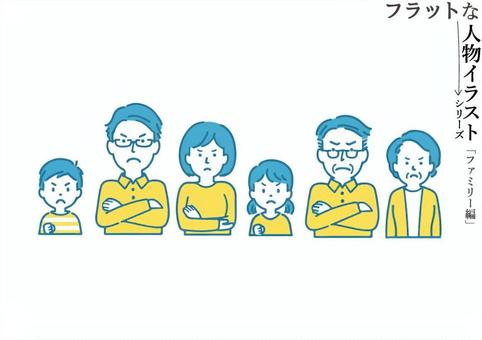 怒った顔の家族アイコンイラストセット 家族,セット,3世代,怒り顔,怒る,不満,アイコン,人物,おじいちゃん,おばあちゃんのイラスト素材