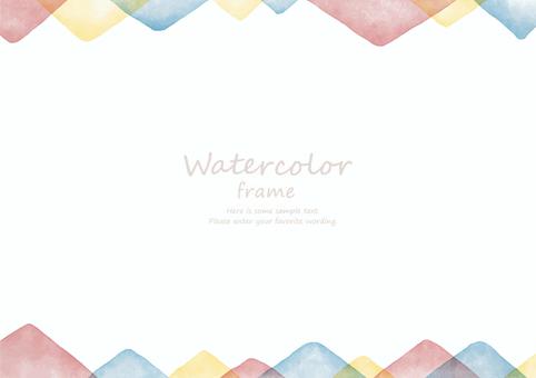 水彩フレーム パステル幾何学模様 水彩,フレーム,背景,春,パステル,ピンク,黄色,ブルー,チラシ,3月のイラスト素材