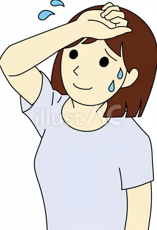 汗をかく女性 汗をかく,ビジネスウーマン,暑いのイラスト素材