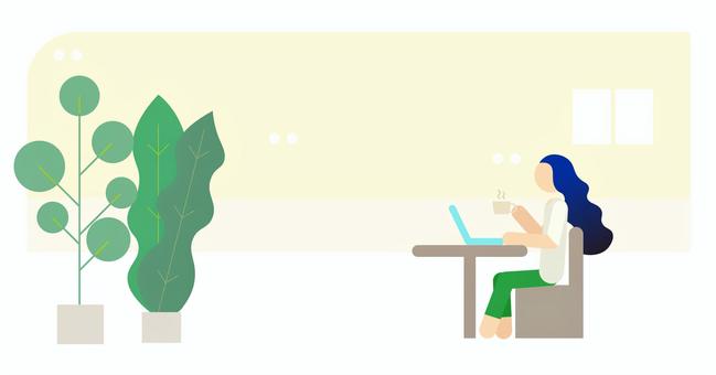 PCを操作している女性 PCを操作している女性 棒人間,フラット,リモートワーク,仕事,pc,カフェ,自宅,部屋,私服,キャリアウーマンのイラスト素材