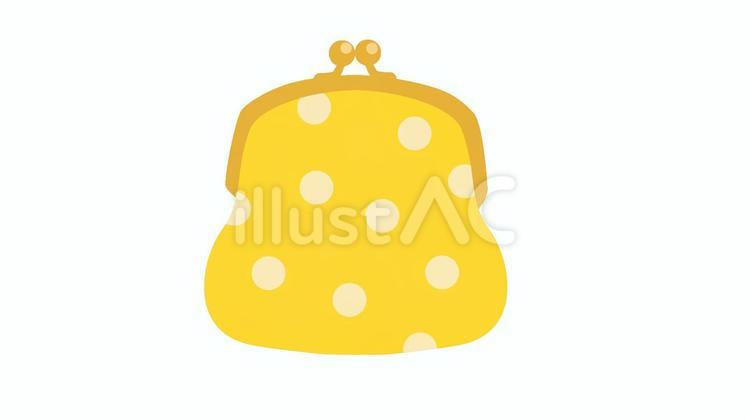 ガマ口財布③　黄色 財布,小銭入れ,がま口のイラスト素材