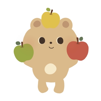 くま と りんご（くすみ）