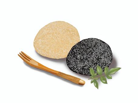 おはぎD（皿なし) おはぎ,小豆,粒あん,きな粉,甘い,ご飯,餅米,ぼたもち,あんころ餅,餡子のイラスト素材