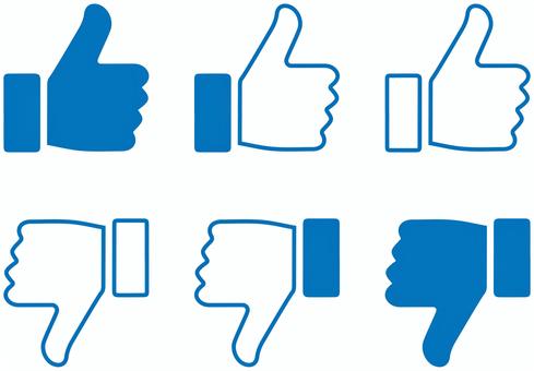 サムズアップとサムズダウンのアイコン 青 サムズアップ,サムズダウン,高評価,低評価,いいね,良い,悪い,グッド,バッド,ナイスのイラスト素材