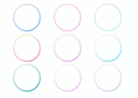 ゆめかわグラデ(丸枠) フレーム,丸枠,グラデーション,ゆめかわ,丸,ネオン,ガーリー,ファンシー,ドリーミー,セットのイラスト素材