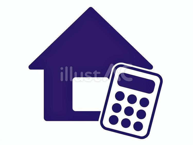家と電卓のアイコン（住宅の査定マーク） 家,電卓,アイコンのイラスト素材