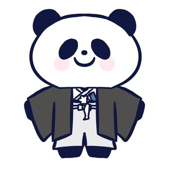 Illustration, panda, animal, hakama, 