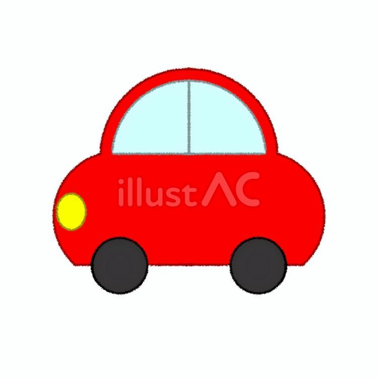 まんまるでかわいい赤い車のイラスト 車,赤,デフォルメのイラスト素材