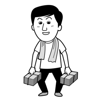 資源回収をしている男性_モノクロ 古紙,回収,資源,地域,男性,ボランティア,リサイクル,活動,クリーン,貢献のイラスト素材