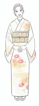 着物姿で微笑む女性 着物姿で微笑む女性 女性,着物,全身,微笑む,笑顔,お正月,晴れ着,和服,和装,着付けのイラスト素材
