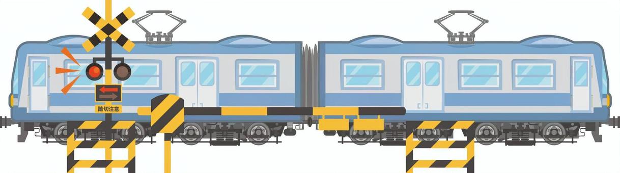 電車と信号機 電車,鉄道,遮断機,信号機,交通のイラスト素材