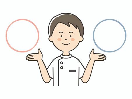 比較する男性看護師 比較する男性看護師 比較,比べる,紹介,説明,選択,選択肢,abテスト,対比,プラン,検討のイラスト素材