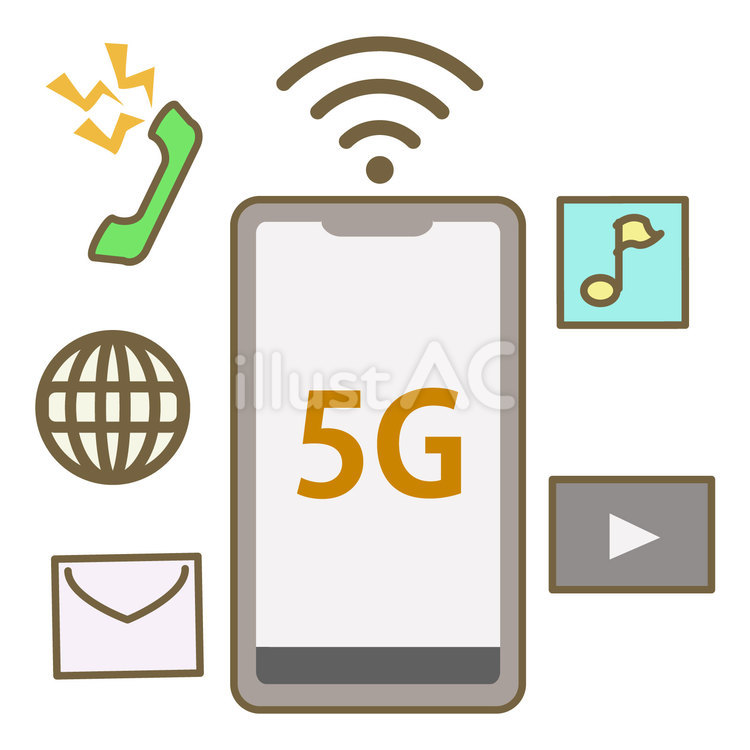 ５Gとスマートフォンとコンテンツ スマートフォン,スマホ,５gのイラスト素材