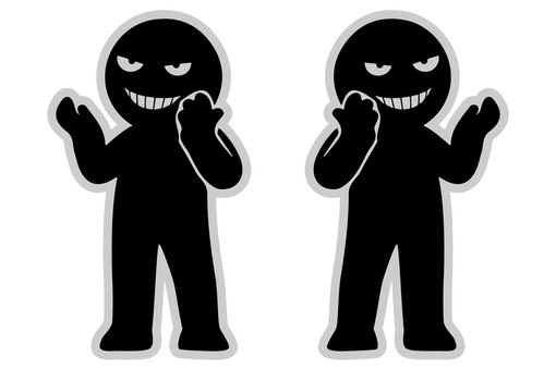 にやけ顔の悪人Ｗ雨だ