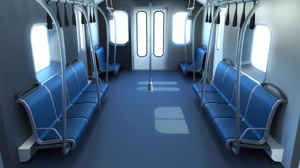 海外風の電車の無人の電車内 電車,電車内,背景,乗り物,座席,吊り革,公共機関,交通機関,通勤,通学のイラスト素材