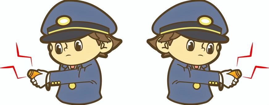 電子ホイッスルを握る鉄道員 駅員,車掌,運転士,運転手,鉄道員,乗務員,鉄道,新幹線,路面電車,地下鉄のイラスト素材