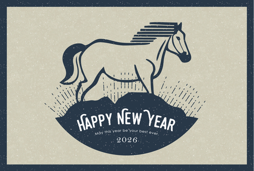 アウトドア風の馬のロゴ（年賀状）_9 馬,ロゴ,年賀状,アイコン,シルエット,マーク,おしゃれ,アウトドア,かっこいい,シンプルのイラスト素材