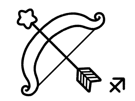 射手座（線） 射手座,弓矢,黄道十二宮,星座,12星座,占い,星,西洋占星術,ホロスコープ,サインのイラスト素材