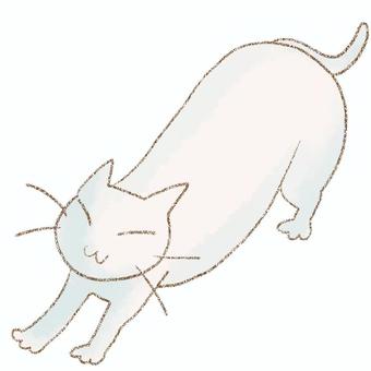 伸びする猫 猫,伸び,生き物,動物,水彩,鉛筆のイラスト素材
