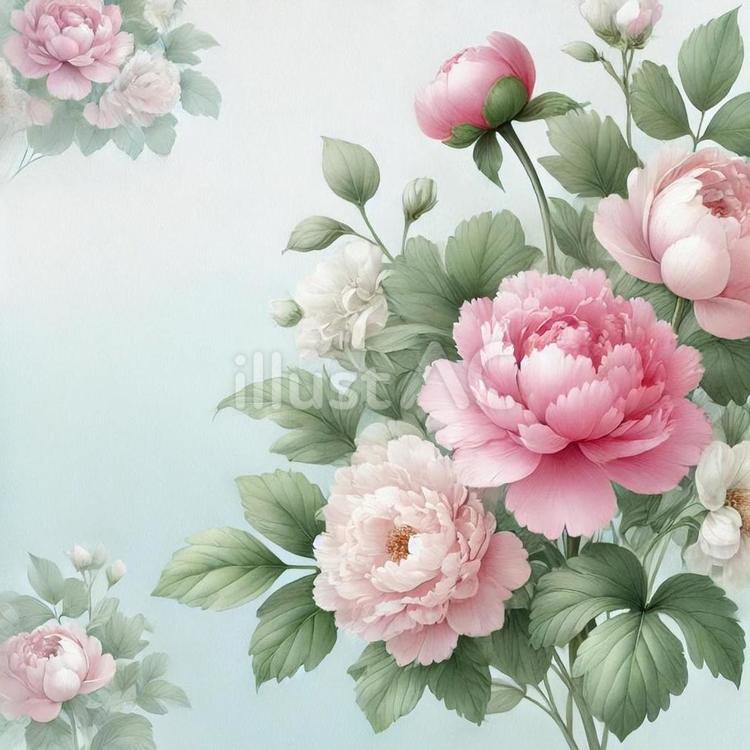 牡丹の花束 花,春,牡丹のイラスト素材
