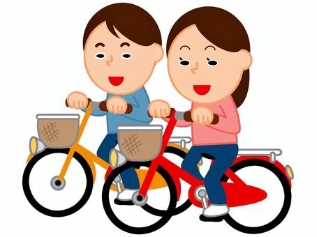 Illustration, translational running, parallel running, men and women, 