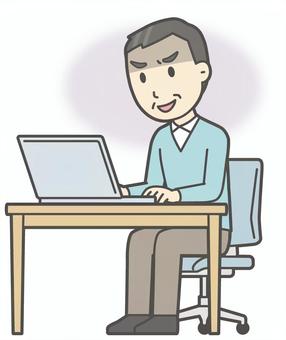 ニット中年男性-506-全身  ニット中年男性-506-全身 パソコン,悪人,おじさん,男性,中年,お父さん,パパ,シニア,ミドルエイジ,人物のイラスト素材