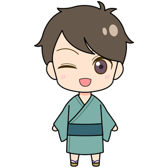 Illustration, male, boy, yukata, 