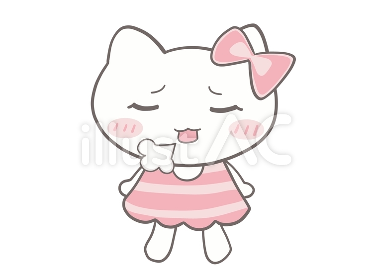 ため息をつく白猫女の子 ため息,落ち込む,悩みのイラスト素材