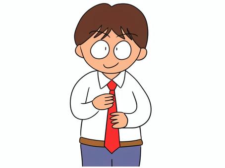 ネクタイを結ぶ男性のイラスト ネクタイ,結ぶ,男性,スーツ,出社,仕事,正面,支度,人物,サラリーマンのイラスト素材