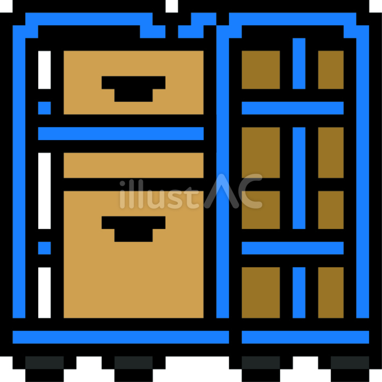 ドット絵の青のかご車です。 ドット絵,台車,シンプルのイラスト素材