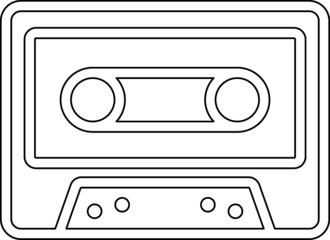 ピクトグラムの白のカセットテープです。 ピクトグラム,カセットテープ,シンプル,カセット,テープ,ミュージック,音楽,レトロ,アナログ,オールドメディアのイラスト素材